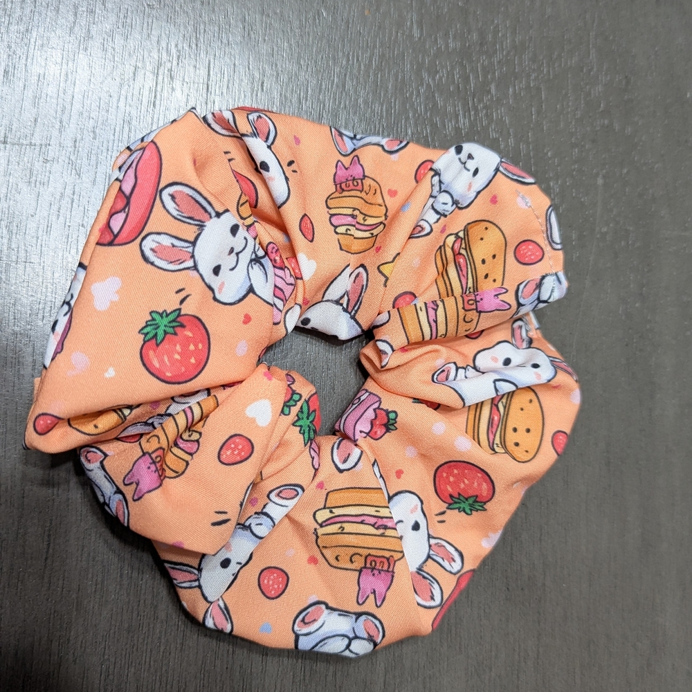 Strawberry Bunny and Cake Oversized Hair Scrunchie
